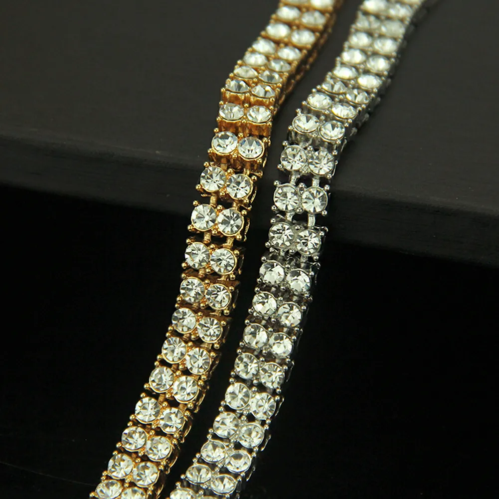 High Quality Hip Hop Men Jewelry 18k Gold Plated Iced Out Bling Crystal Bracelet Black Mens Diamond Bangle Bracelet230Y