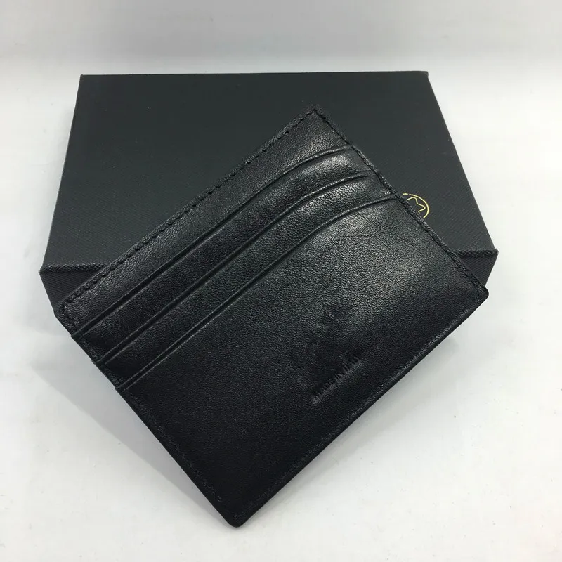 Schwarzer echter Leder -Kreditkarte Halter Hochqualitäten kleiner Ausweis CARTH CALLSEIN FORMAL BUSINESS Dünnkartenhalter Brieftasche Münze PO263G