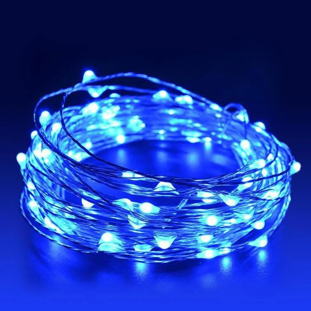 Lâmpada solar colorida luz de fadas led string 100 200leds 10m 20m à prova dwaterproof água fio cobre ao ar livre guirlandas jardim natal decor161r