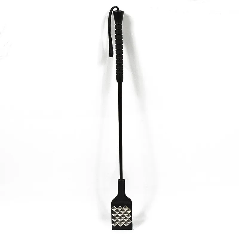 53cm Length Black PU Leather Rivet Sex Whip Riding Crop Spanking Paddle Sex Toys Product Flogger for Couple Adult Sex Games04