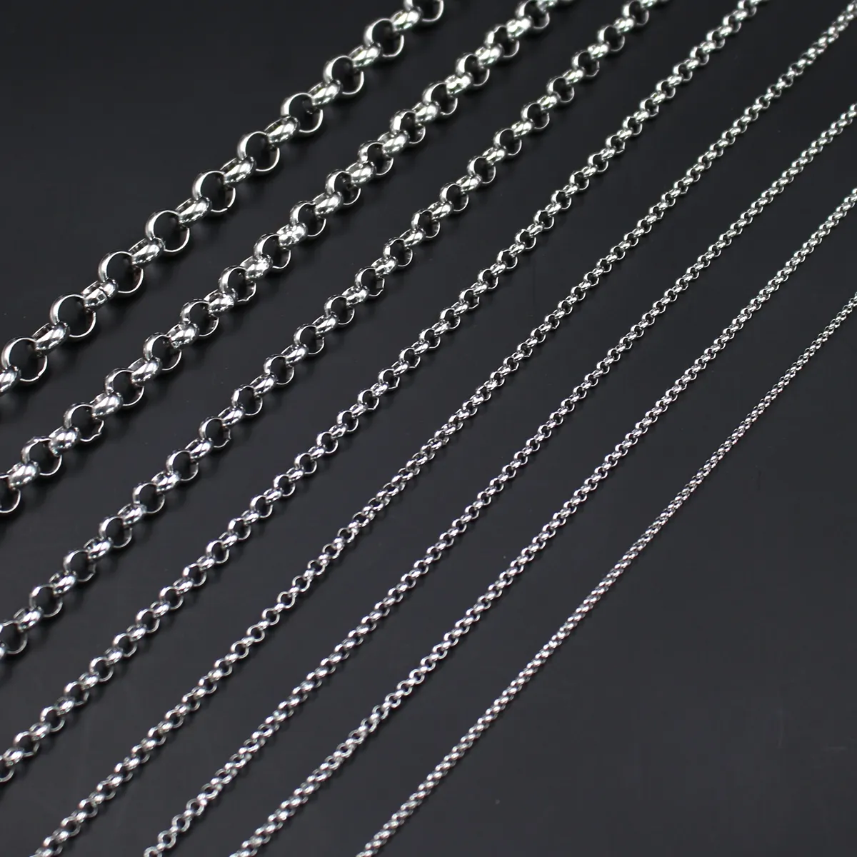Lote de 12 metros de eslabones de cadena Rolo redondos de acero inoxidable, accesorios para marcar joyas DIY, cadenas de 2, 5mm, 3mm, 4mm, 6mm299b