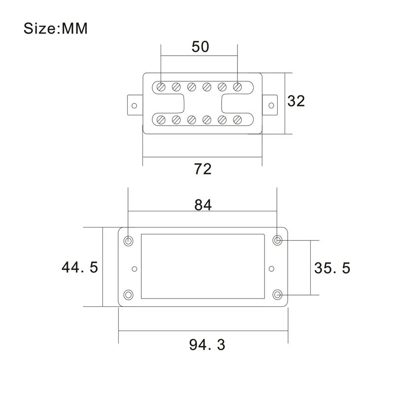 Mini Stijl Twee Lijnen 12 Gaten Elektrische Gitaar Humbucker Pickup voor LP Gitaar Chrome5155343