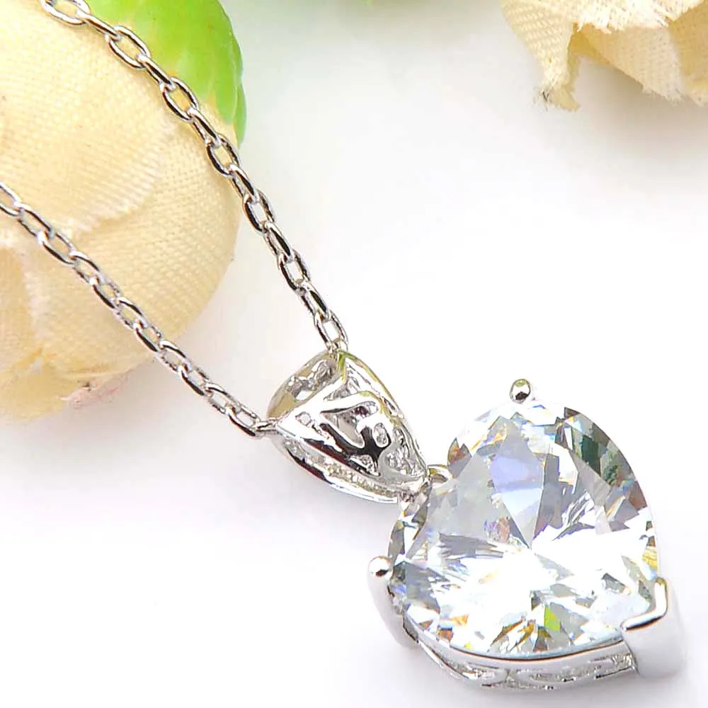 Kolorowy wisiorek 925 srebrny naszyjniki Luckyshine dla kobiet w CZ Cyrcon Pendants Wedding Engagemets Bride Biżuter Prezent243b