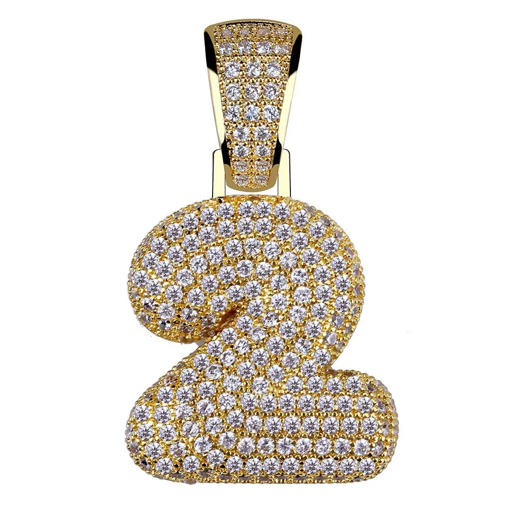 Хип-хоп пузырь арабская цифра кулон ожерелье кубический циркон 0-9 цифр Шарм золото серебро ed веревочная цепочка для мужчин женщин ювелирные изделия 274M