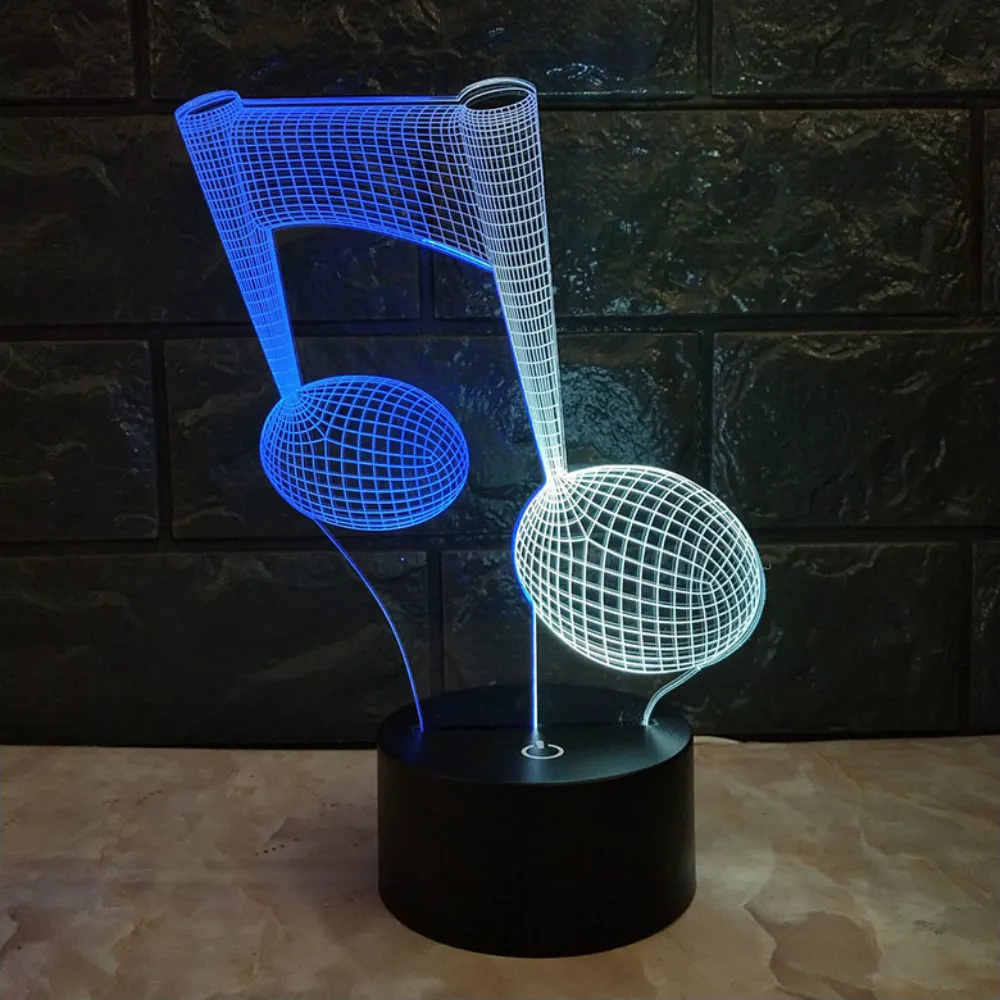 LED Modern Musical Note Nocna światła 3D Illusion Illusion LUMINARIA LAMPA Y ZMIANA MUZYKA MOUTOM LAMPA WOLNO DRO8832845