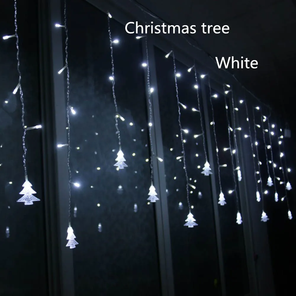 4 5M 96 Leds Cortina Árbol de Navidad Luces de cadena de carámbanos Luces de hadas Luces de Navidad Año Nuevo Decoración del banquete de boda UE 220V292r