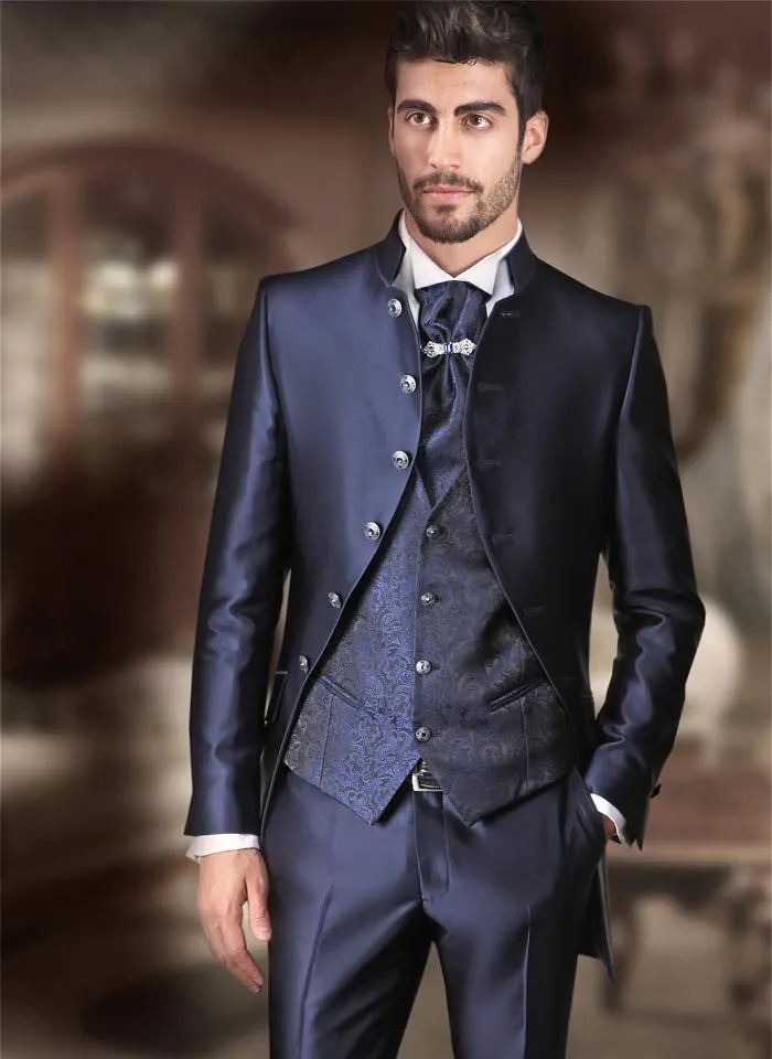 cheap blue men suit fit groom tuxedos groomsman wedding suits formal suits custom size jacketpantsvest three pieces wedding bestman wear