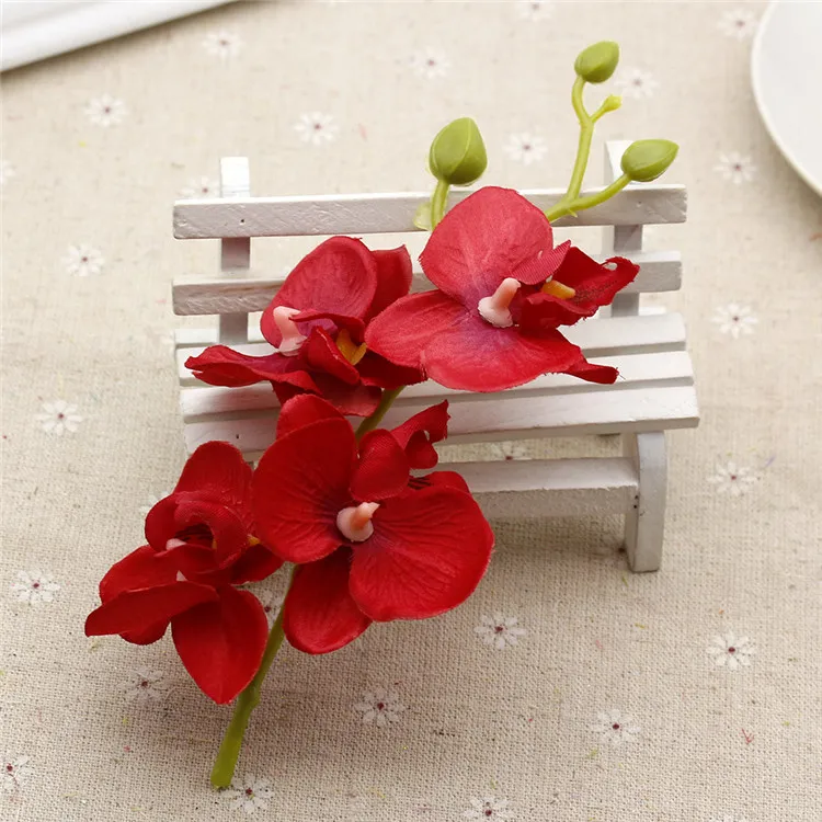 홈 웨딩 파티 장식 용품을위한 실크 인공 난초 꽃다발 인공 꽃 오케이스 식물 Diy Blue White252v