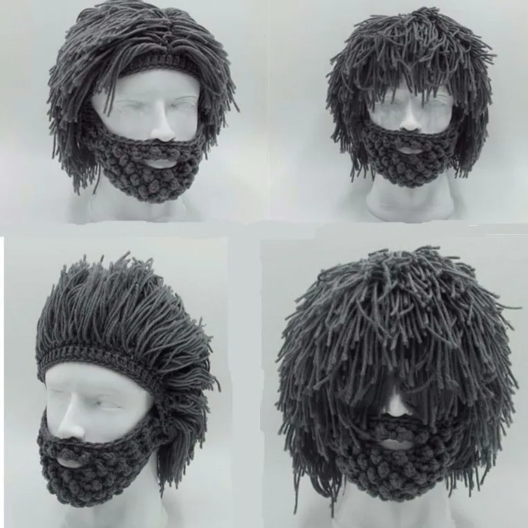 NaroFace Handmade Knitted Men Winter Crochet Mustache Hat Beard Beanies Face Tassel Bicycle Mask Ski Warm Cap Funny Hat Gift