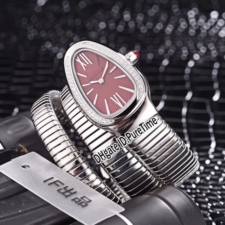 Novo 101910 SP35C6SDS 2T Caixa de aço Moldura de diamante Mostrador de prata Relógio feminino de quartzo suíço Relógios femininos baratos PTBV Puretime BV08a1254P