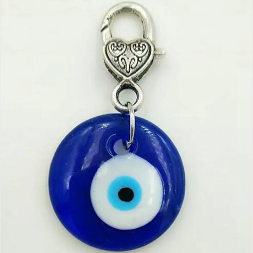 10 stuks veel vintage zilveren Turkse traan blauw glas boze oog charme sleutelhanger geschenken passen sleutelhangers accessoires sieraden A292655