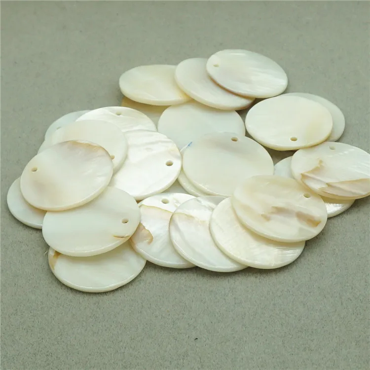 / 35MM Perles rondes en coquillage blanc naturel pour bijoux boucles d'oreilles faisant des perles de coquillage en vrac avec trou bijoux à bricoler soi-même Findings281m