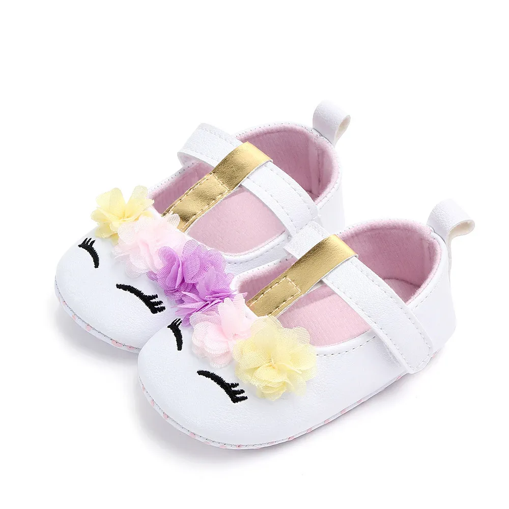 Kleinkind Baby Mädchen Erste Wanderer Blumen Einhorn Schuhe Weiche Sohle Krippe Schuhe Frühling Herbst 0-18M