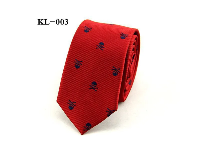 Cravate de crâne pour hommes Skinny 6cm Cravate de loisirs Cravates de dessin animé Partie de dessin animé Cravates de polyester occasionnel 1200 Affaires épaisses rouge noir violet / 