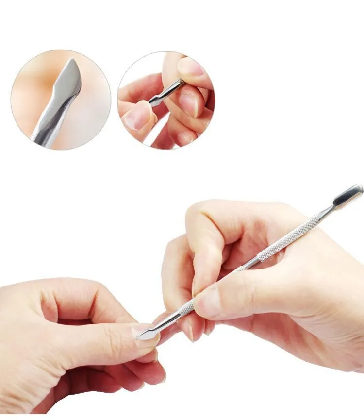 4 pz / lotto rimozione della cuticola in acciaio inossidabile a doppia faccia dito pelle morta push nail cuticola pusher manicure strumento la cura delle unghie
