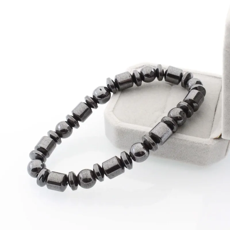 Nuovo di vendita caldo bello popolare pietra nera magnete magnetico braccialetto ematite braccialetto nero pietra magnete braccialetto HJ175