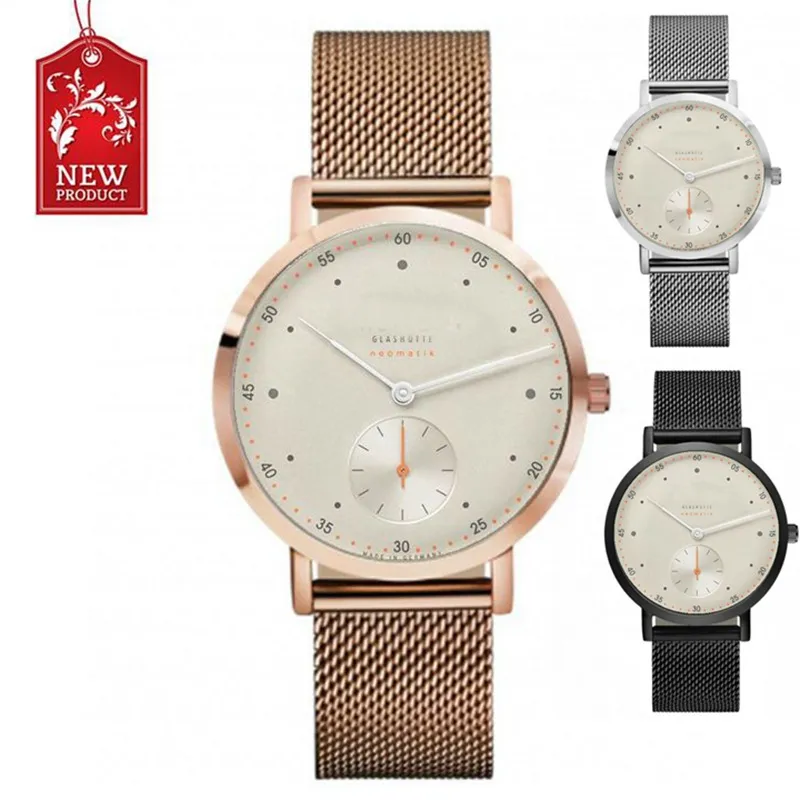 Moda masculina relógios de luxo marca aço inoxidável banda pulseira nomos dial vestido casual relógio de pulso presente do negócio para homens rel283t