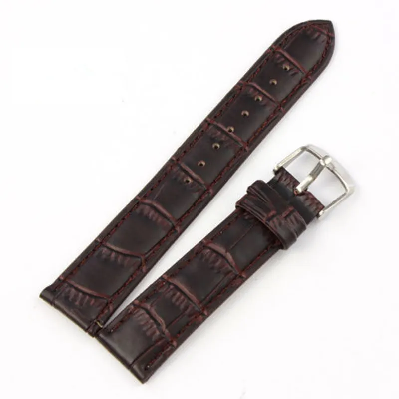 WatchBands Black Brown Leather Watch Strap Band äkta mjukt spänne -handledsersättning Passar Mens Relojes Hombre 14 16 18 20 22m1283z