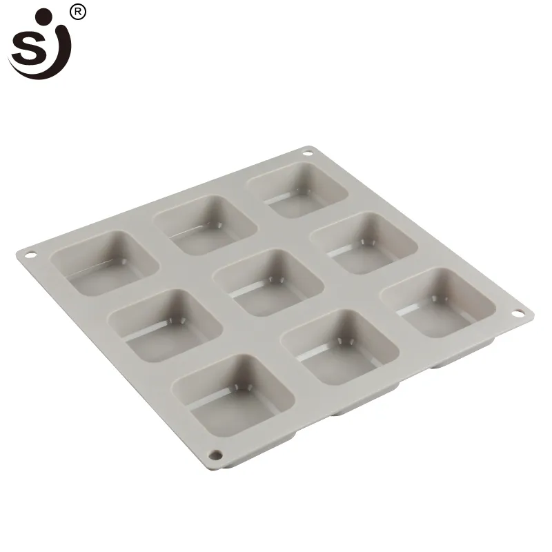 Handgemaakte siliconen mallen 9-holte schimmel veilige bakvormen vierkante zeep mal maker bakgereedschap voor gebak brood Appliances302t