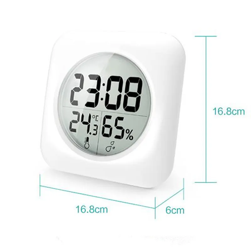 Fashion White LCD NEW Waterproof Shower Bathroom Wall Clock Temperature Thermometer Hygrometer Meter Gauge Monitor Humidity fast