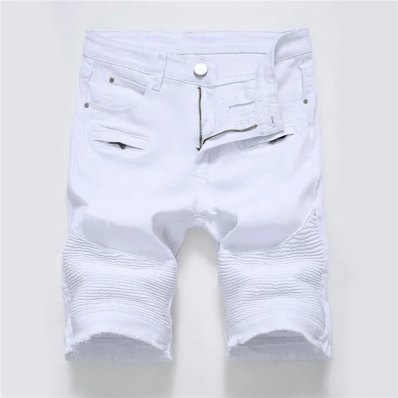 Fashion Summer Black White Mens Shorts Casual Loose Hole Shorts Men Beach Short Plus Size 28-42