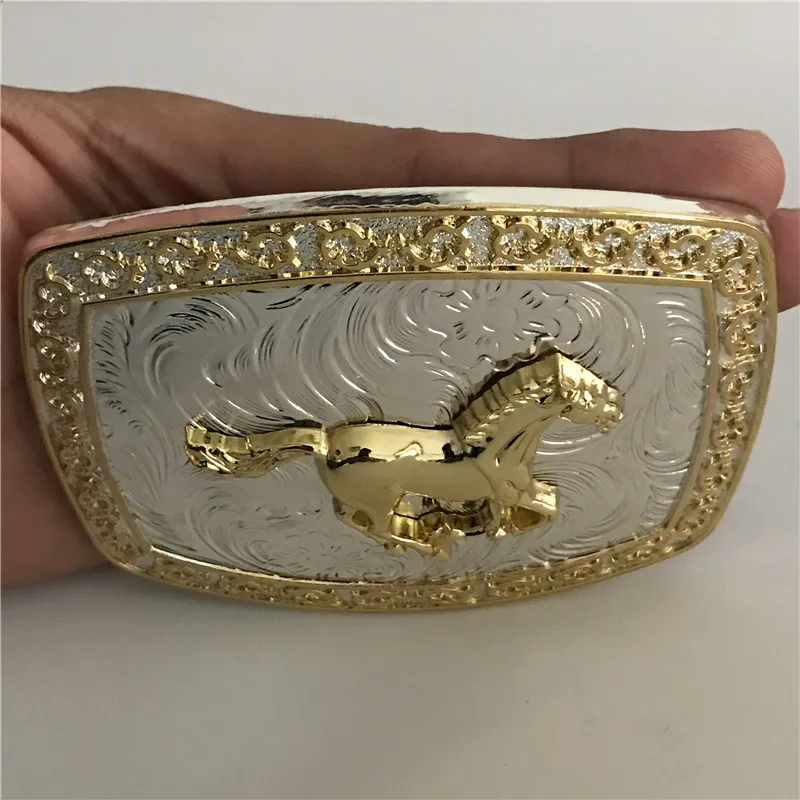 1 szt. Złoty koń Kowboja Kowbojowa klamra dla mężczyzn Hebillas Cinturon Jeans Pas Pas Fit 4 cm szerokie pasy242z