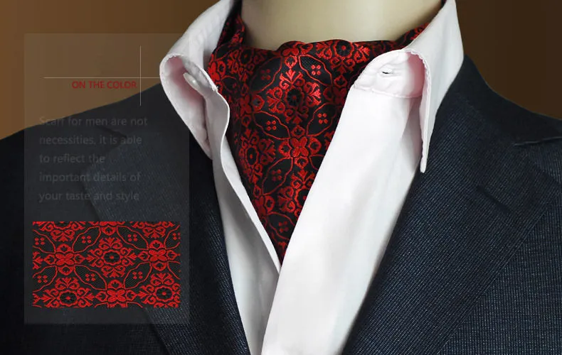 남자의 부드러운 새틴 결혼식 연회 파티 Ascot Cravat Necktie Vintage Dot Paisley 인쇄 꽃 Jacquard Self Tie248f