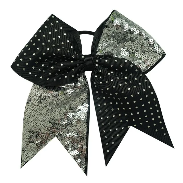 8 stks 7 ''Effen Pailletten Strass Boutique Grosgrain Lint Cheer Bow Met Elastische Haarbanden Voor Cheerleading Meisje Hair247L