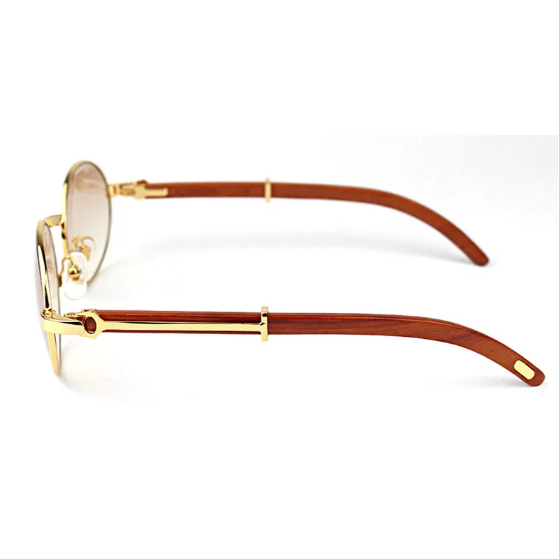 Lunettes de soleil en corne Vintage pour hommes, verres transparents, monture ronde en bois, pour fête, Club, nuances rétro, Oculos, 348288o