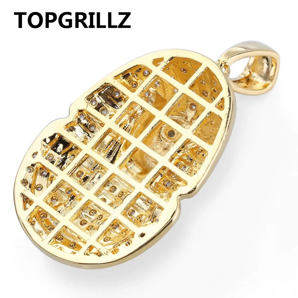 TOPGRILLZ Hip Hop bijoux glacé couleur or plaqué Micro pavé CZ pierre égyptien pharaon pendentif collier trois chaînes 24 In252i