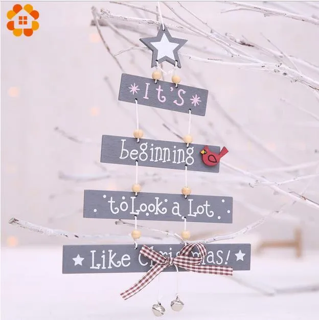 Joyeux Noël Lettre Pendentifs En Bois Ornements Ornement D'arbre De Noël Artisanat En Bois Pour La Maison Mur Décoration De Fête De Noël GA425346I