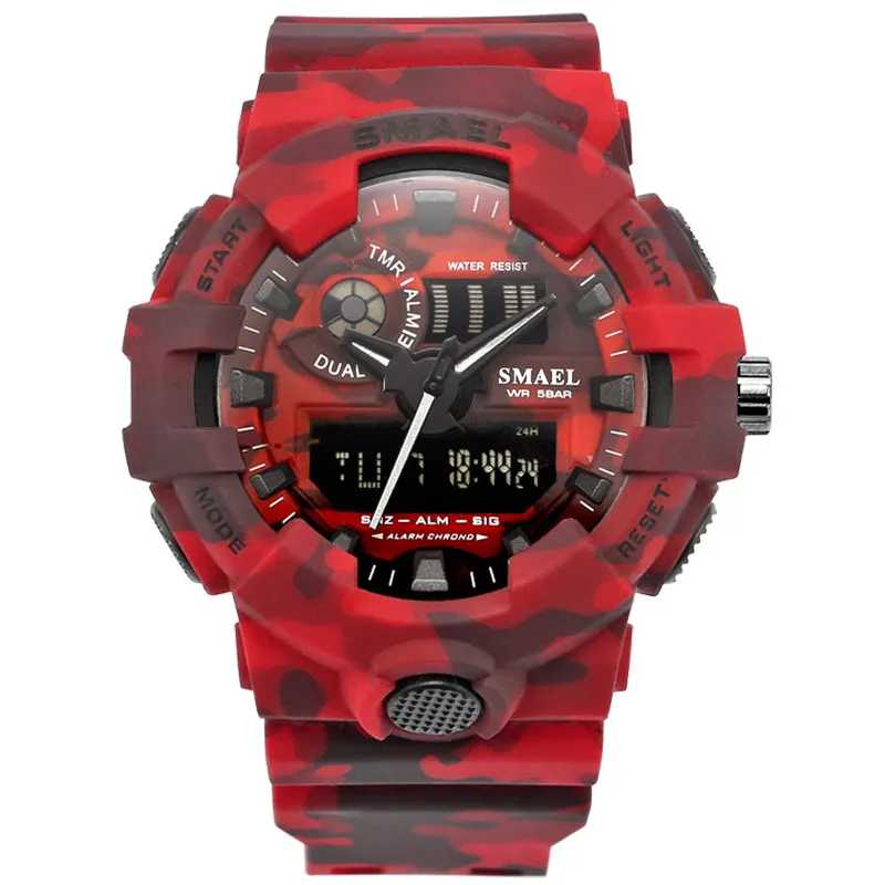Nouveau Camouflage montre SMAEL montre hommes Sport LED Quartz horloge hommes Sport montre-bracelet 8001 hommes armée étanche 308z