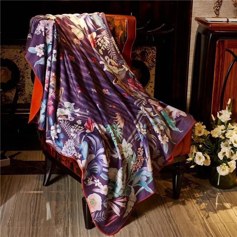 Luxe klassieke bedrukte deken sjaal Microfiber Stof materiaal verdikking Kerst thuis textiel decoratieve deken 2021 new248c