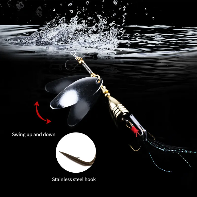 Novo metal spinner isca de pesca hélice spinnerbaits 9cm 12g balanço ferro gabarito isca de pesca truta pique anzol2798