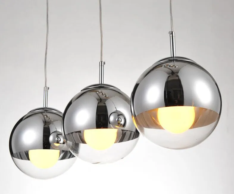 Glass Globe Ball Pendant Light Copper Silver Guldbelysning Rund tak hängande lampa Globe Lampshade Pendant Lamp264p