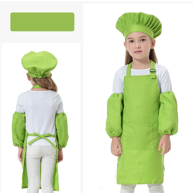 Adorabile grembiule da lavoro 3 pezzi / set Vita da cucina bambini i Grembiuli bambini con maniche Cappelli da cuoco dipingere Cottura Cottura LOGO stampabile DHL