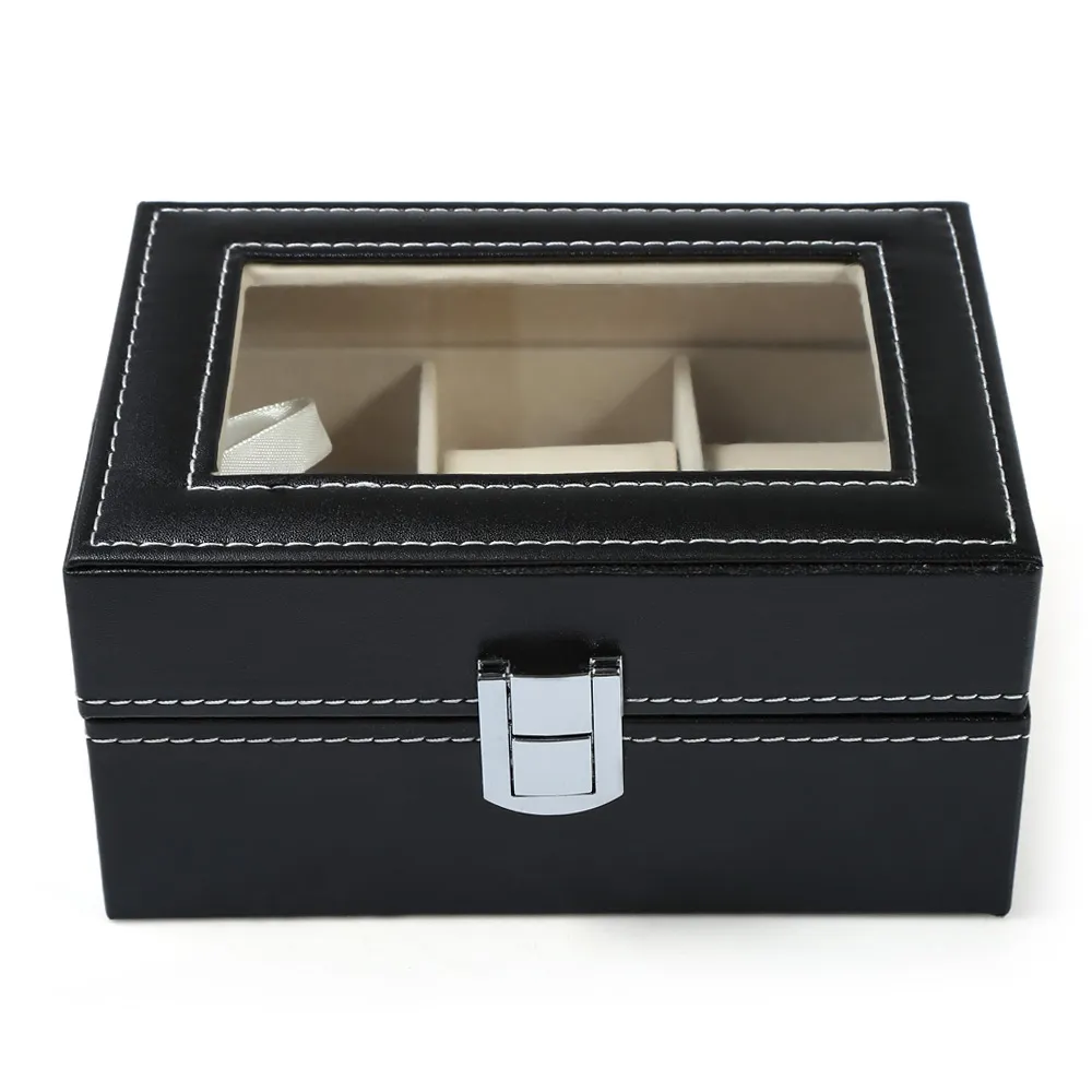 Boîtes à montres 3 grilles fentes étui en cuir PVC organisateur de rangement de bijoux montres élégantes Collection cadeaux organisateur caja reloj2965