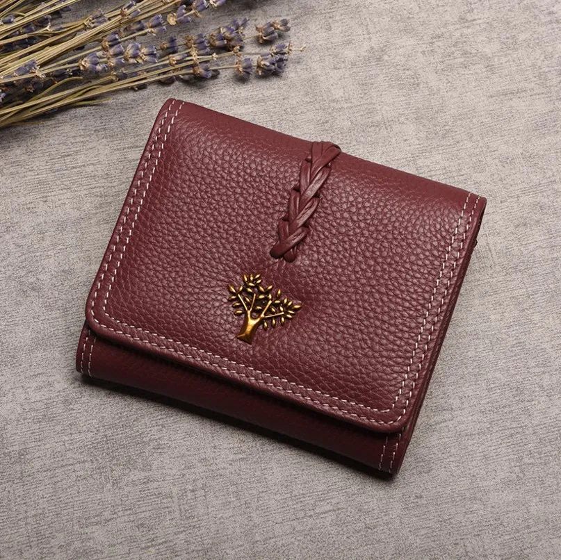 Portfel skórzany 2019 Mały portfel Mini miękka krowica Krótka czyste portfele karty kredytowej Karta kredytowa