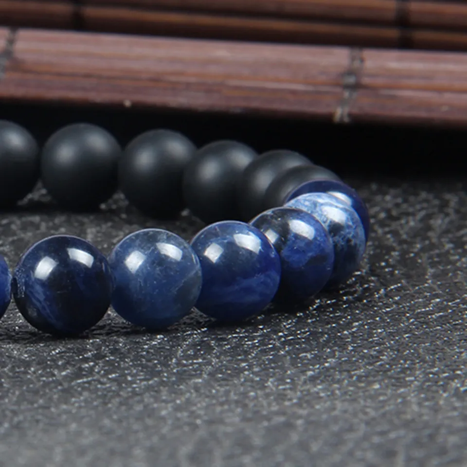Nowa biżuteria z kamienia mody cała partia 8 mm najwyższa jakość naturalna niebieskie żyły Matowe koraliki Kamienne Lucky Energy Bransoletka F316N