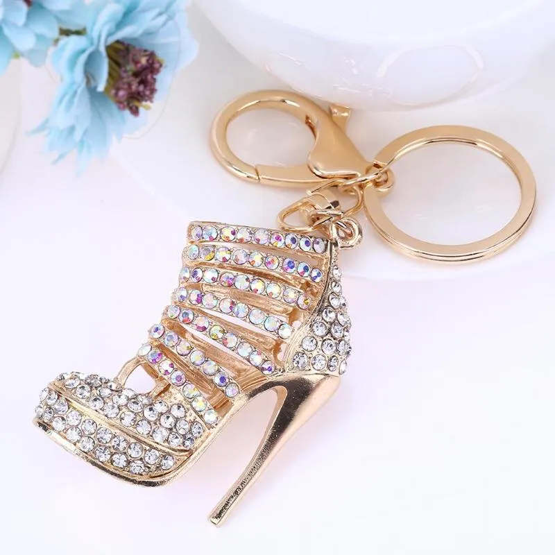 Crystal High Heels Shoes Key Chains Rings Shoe Pendant Car Bag Keyrings For Women Girl Keychains Gift217K