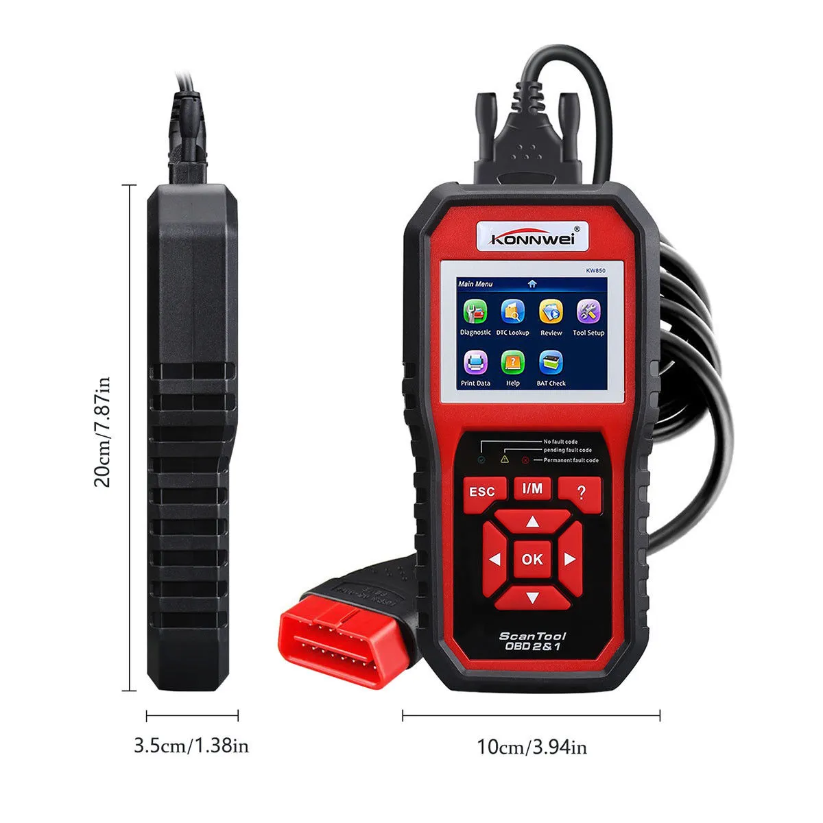 New Konnwei KW850 OBDII OBD2 EOBD CAR CAR AUTO CODES AUTO SCANNER TOUNDER 12V مع مربع البيع بالتجزئة UPS DHL 212V