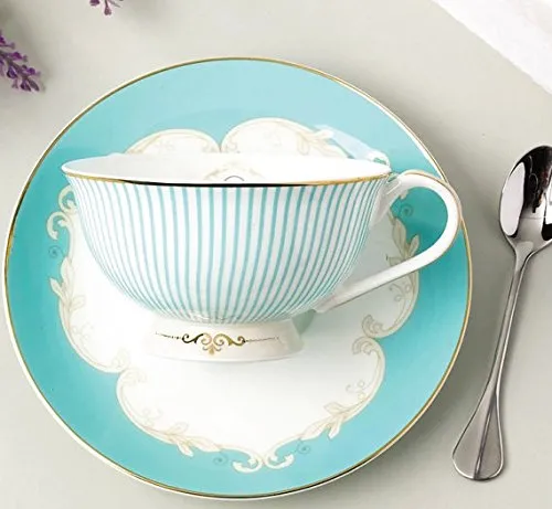 Vintage Royal Bone China Tea Cups kahve sütü çay fincanı ve tabağı ve kaşık setleri mavi kutulu set hediye 7-oz267x