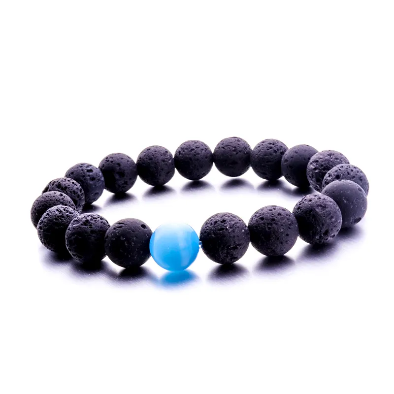 Simple 10mm Black Lava Stone bead Bracelet Aromatherapy Essential Oil Diffuser Bracelet for women men