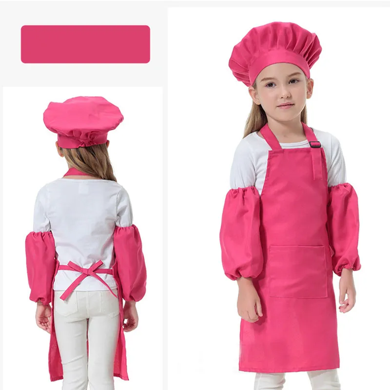 Adorable work apron Children Kitchen Waists Kids Aprons with Sleeve&Chef Hats for Painting Cooking Baking Printable LOGO DHL