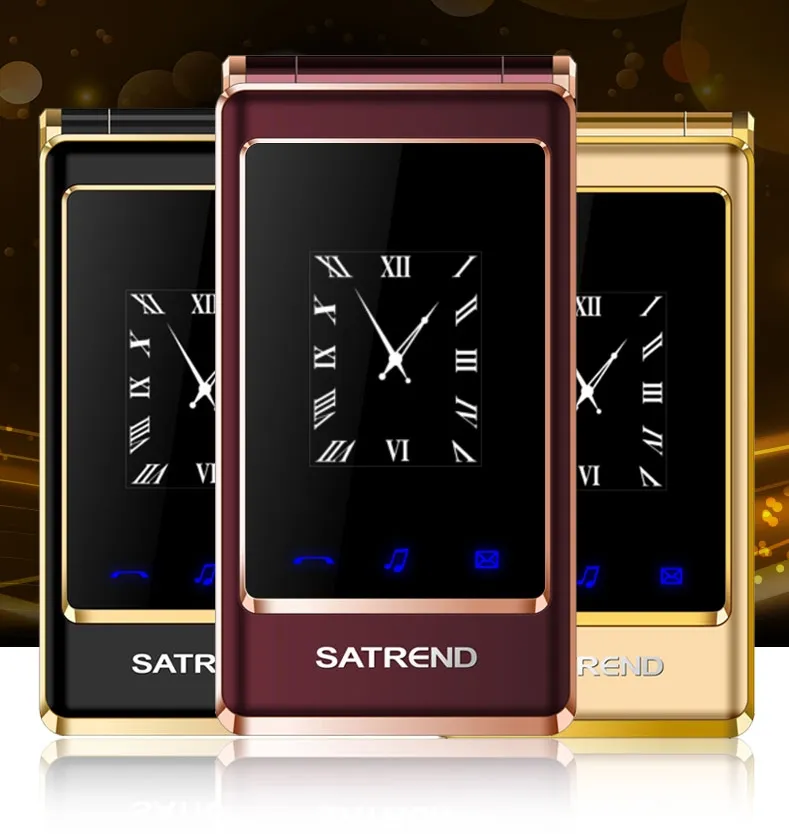 Luxury Flip 3.0 inch Double touch Screen Cell phones Dual SIM Card MP3 FM Gold cellphones Big keyboard letters loudly speaker mobile cellphone