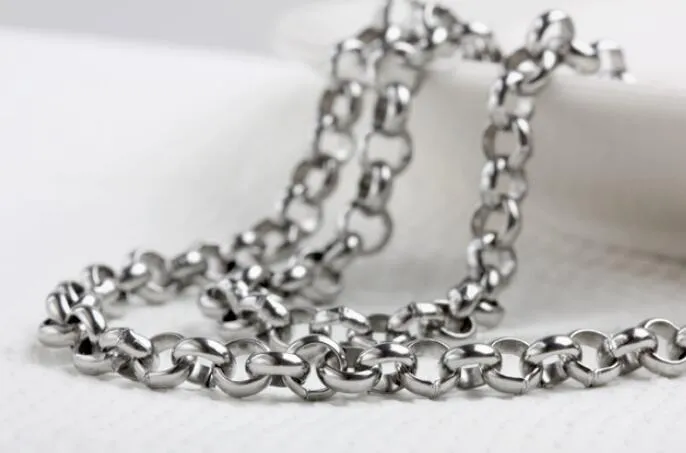 5m ship in Bulk Jewelry Making Meter Round Rolo Chain Stainless Steel Handmade 2 5 3 4 6 8 10mmr olo Chain From Jewelry Findi246p
