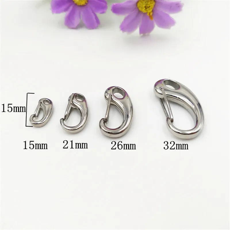 15-50mm bag clasps robster clips clips clips stan staLless Steel hook for diy keychain parts266o