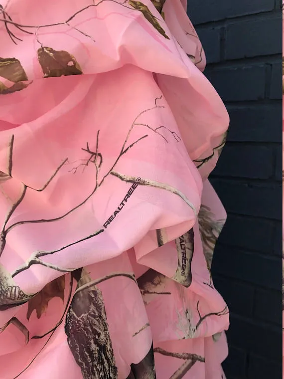 Real Tree AP robe de bal camouflage rose longue robe de demoiselle d'honneur en mousseline de soie 2018243h