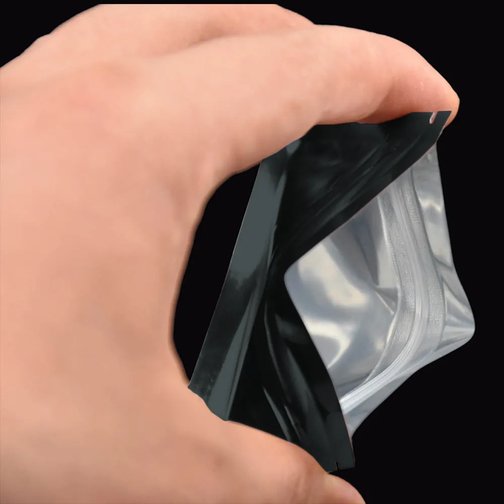 Sacs en aluminium auto-scellants noirs, 7, 5x10cm, sac d'emballage alimentaire en vrac, sac d'emballage alimentaire en Mylar, sac anti-odeur, sac à fermeture éclair, 100 pièces, lot217k