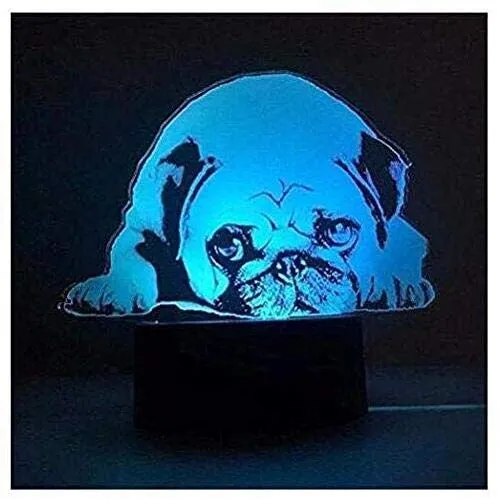 3D Cute Pug Dog Night Light Touch Table biurko optyczne lampy iluzja 7
